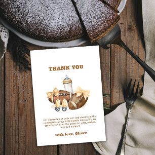 Neutral Touchdown Football Sport Boy Baby Shower Thank You Card