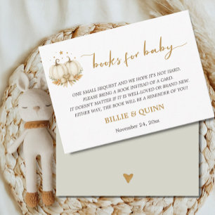 Neutral Twin Pumpkins Baby Shower Books for Baby Enclosure Card
