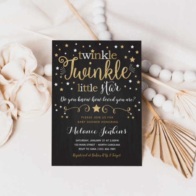 Neutral Twinkle Little Star Baby Shower Invitation (Creator Uploaded)