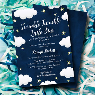 Neutral Twinkle Little Star Baby Shower Invitation