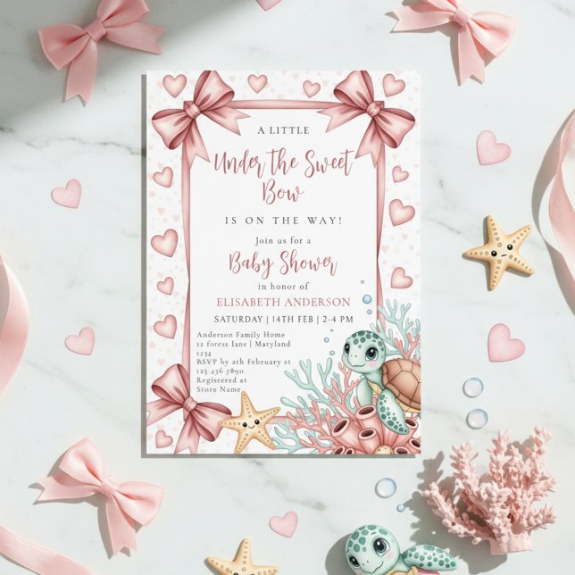 Neutral under the sea bow sweetheart baby shower invitation (Creator Uploaded)