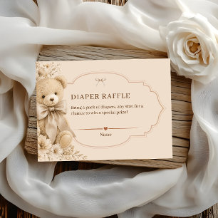 Neutral Vintage Floral Baby Shower Game Enclosure Card