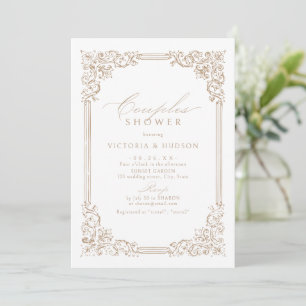 Neutral Vintage Frame Elegant Couples Shower Invitation