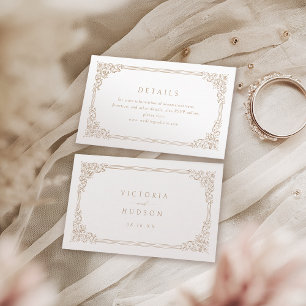 Neutral Vintage Frame Elegant Wedding Details Place Card