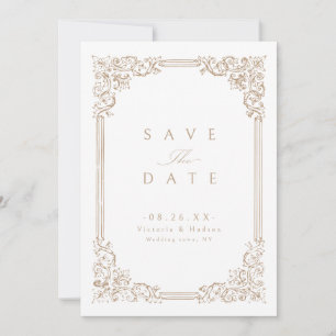Neutral Vintage Frame Elegant Wedding  Save The Date