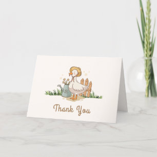 Neutral Vintage Little Duckling Garden Baby Shower Thank You Card