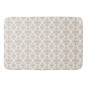neutral warm white scroll design bath mat