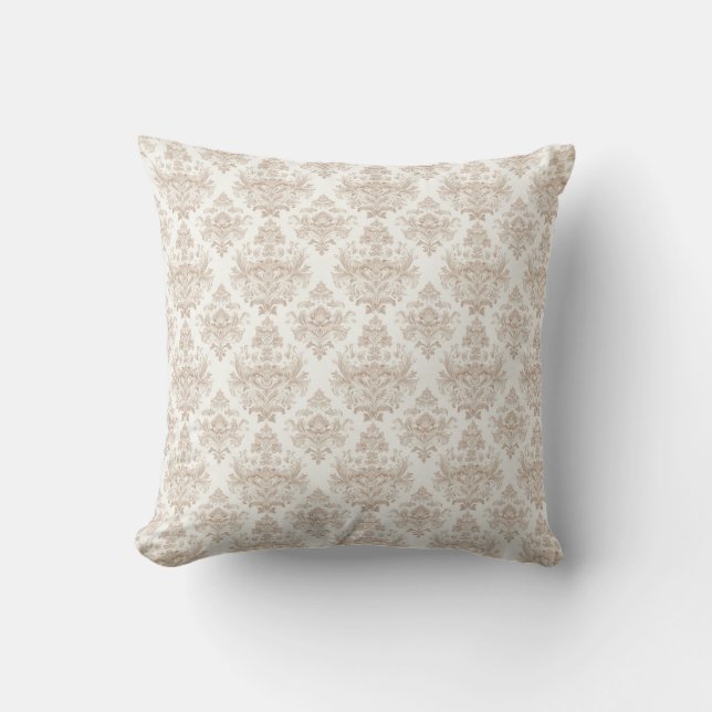 neutral warm white scroll design cushion (Front)