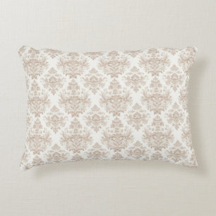 neutral warm white scroll design decorative cushion