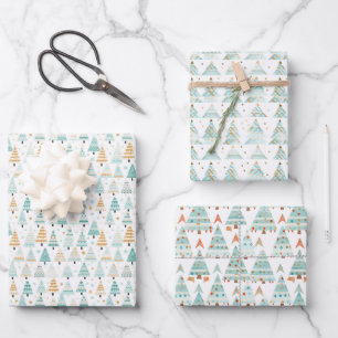 Neutral Washi Tape Christmas Tree Clip Art Wrapping Paper Sheet