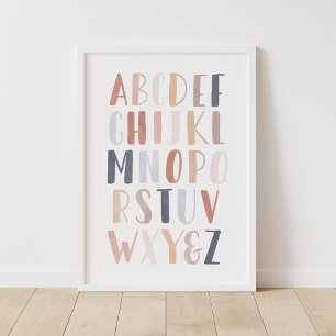 Neutral Watercolor Alphabet Nursery Poster