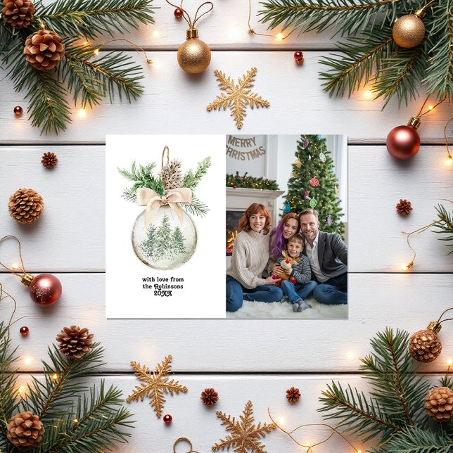 Neutral Watercolor Christmas Bauble Holiday Postcard (Neutral Watercolor Christmas Bauble Holiday Postcard)