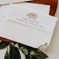 Neutral Watercolor Floral and Gold | White Wedding