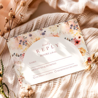 Neutral Watercolor Floral Graduation RSVP Card