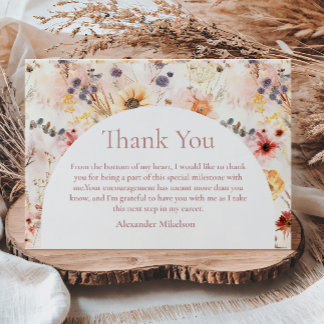 Neutral Watercolor Floral Graduation Thank You Card