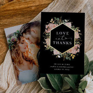 Neutral Watercolor Floral   Love and Thanks Gold