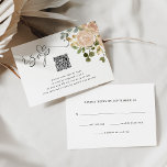 Neutral Watercolor Floral Traditional and QR Code RSVP Card<br><div class="desc">These stunning wedding rsvp response cards feature lush, watercolor neutral flowers in neutral, earth tones colours such as beige peach, dusty rose, and soft green with faux gold accents and leaves. An elegant boho floral look on a simple white background, with swirly modern script typography. The combination rsvp card features...</div>