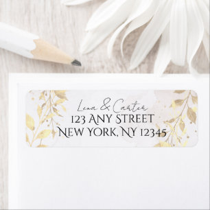 Neutral Watercolor Gold Foil Minimalist Return Address Label