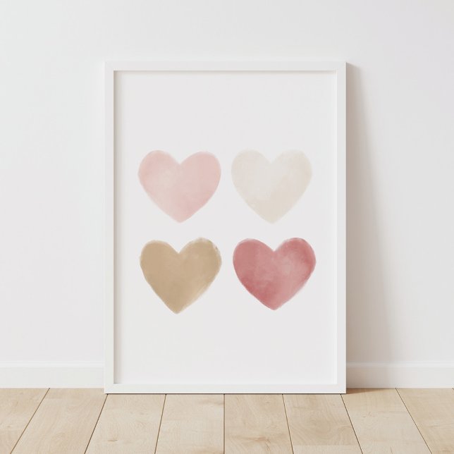 Neutral Watercolor Hearts Nursery Poster (Creator Uploaded)
