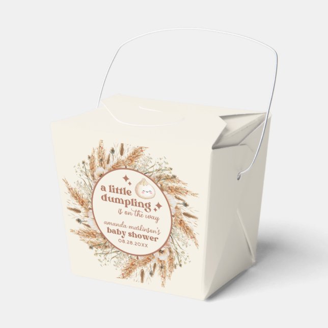 Neutral Watercolor Little Dumpling Bao Baby Shower Favour Box (Front Side)