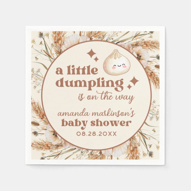 Neutral Watercolor Little Dumpling Bao Baby Shower Napkin (Front)