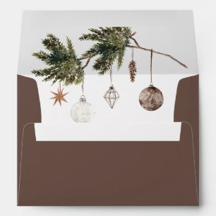 Neutral Watercolor Ornaments Christmas Envelope