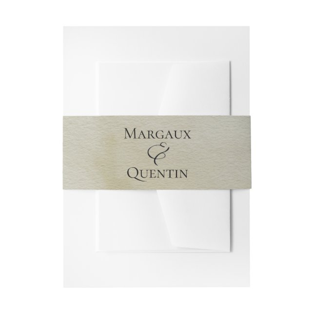 Neutral Watercolor Wash Wedding Invitation Belly Band (Front Example)