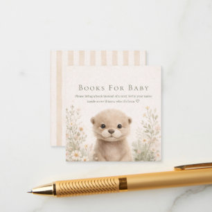 Neutral Watercolor Woodland Otter Baby Shower Enclosure Card