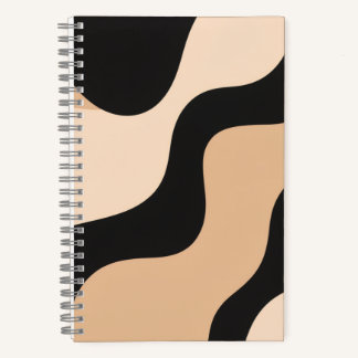 Neutral Wave Pattern Notebook in Beige and Black