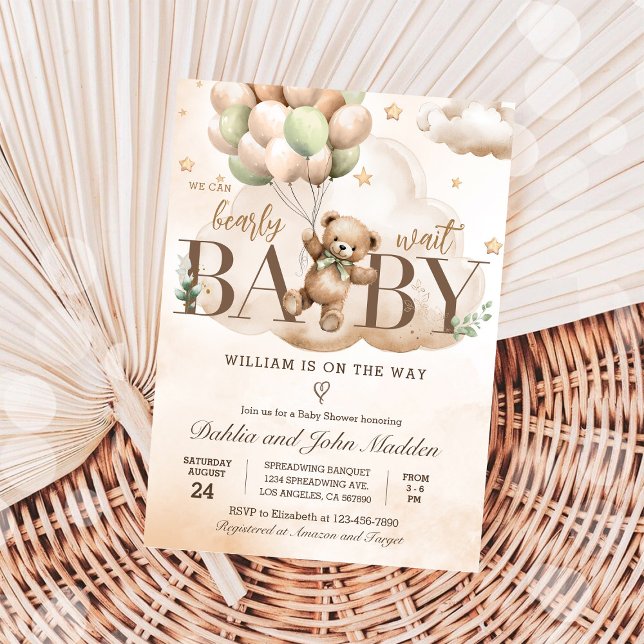 Neutral We Can Bearly Wait Baby Shower Invite (Creator Uploaded)