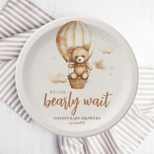 Neutral We Can Bearly Wait Paper Plate
