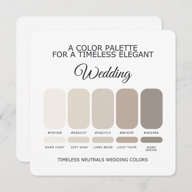 Neutral Wedding Color Palette Card (Front/Back)