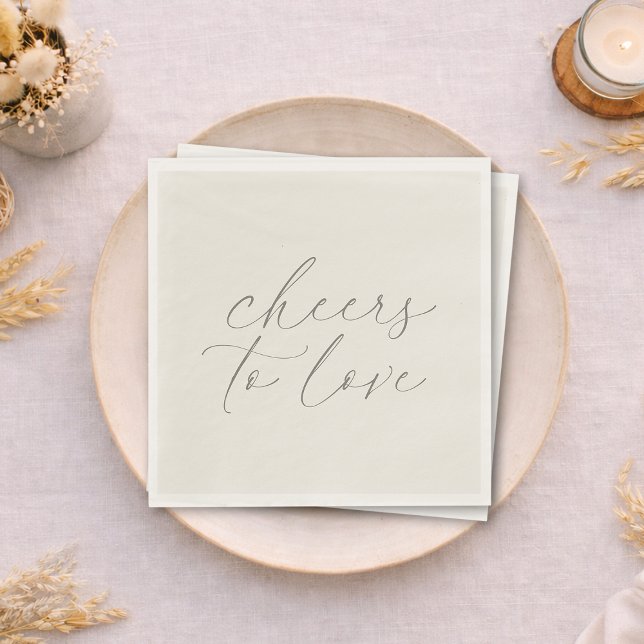 Neutral Wedding Napkins “Cheers to Love” (Creator Uploaded)