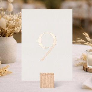 Neutral Wedding Table Number with Real Foil