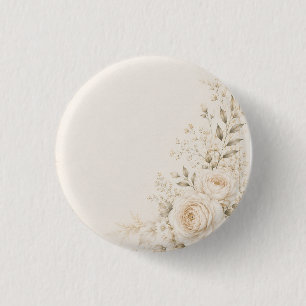 Neutral Wedding with Refined Florals 3 Cm Round Badge
