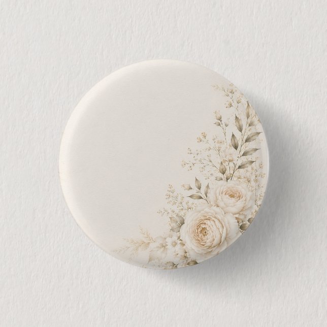Neutral Wedding with Refined Florals 3 Cm Round Badge (Front)