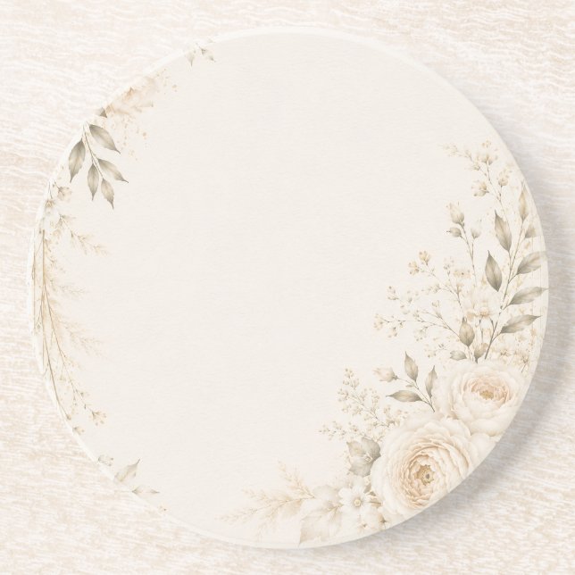 Neutral Wedding with Refined Florals Coaster (Front)