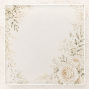 Neutral Wedding with Refined Florals Glass Coaster