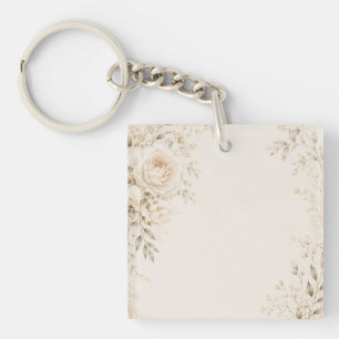Neutral Wedding with Refined Florals Key Ring