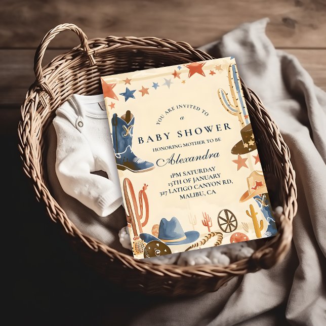 Neutral Western Cowboy Baby Shower Invitation (Creator Uploaded)
