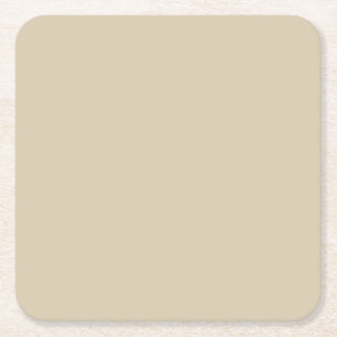 Neutral Wheat Brown Solid Colour Pairs Warm Straw Square Paper Coaster
