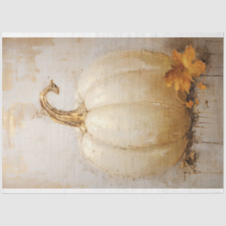 Neutral White Pumpkin and Gold Stem Decoupage Tissue Paper