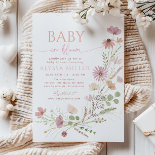 Neutral Wildflower Baby in Bloom Baby Shower Invitation