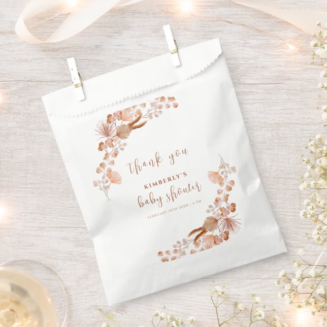 Neutral Wildflower Boho Baby Shower Thank You Favour Bag (Clipped)