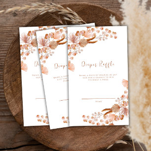 Neutral Wildflower Boho Diaper Raffle Baby Shower Enclosure Card