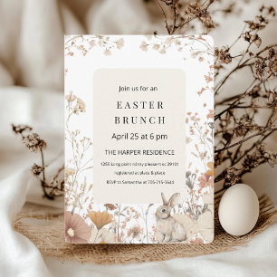 Neutral Wildflower Easter Invitation