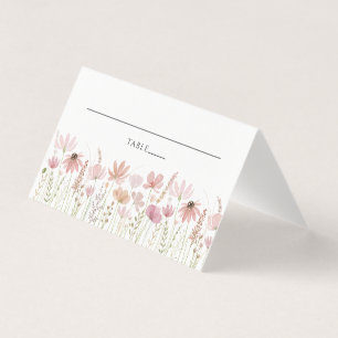 Neutral Wildflower Floral Wedding Place Card