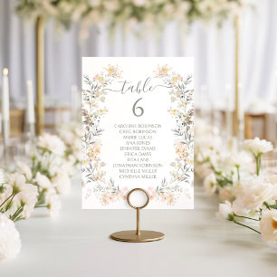 Neutral Wildflower Modern Wedding Table Number