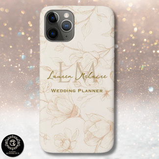 Neutral Wildflower Monogram Business Chic iPhone  11 Pro Case