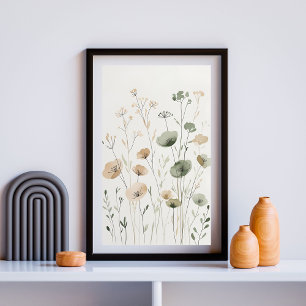 Neutral Wildflower Watercolor I Poster